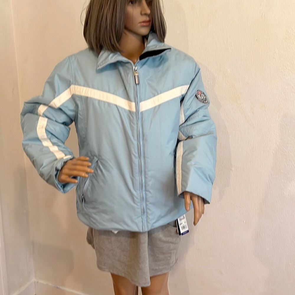 Esprit Light Blue Puffer Jacket with Quilted White Lining Size 13 (junior)